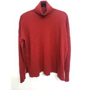J. Crew Merino Wool Red Textured Turtleneck Women's Sz L